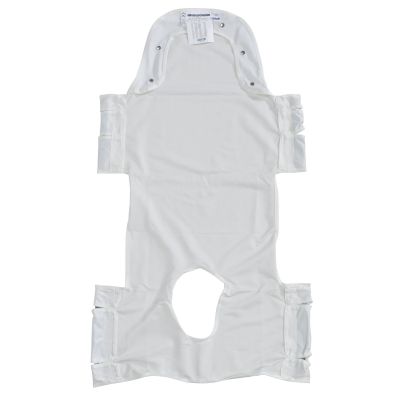 Patient Lift Sling with Head Support and Insert Pocket with Commode Opening