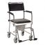Portable Upholstered Wheeled Drop Arm Bedside Commode